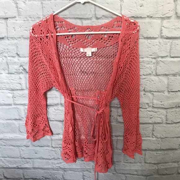 Sweaters - Victoria’s Secret Pink Angels Crochet Cardigan M L